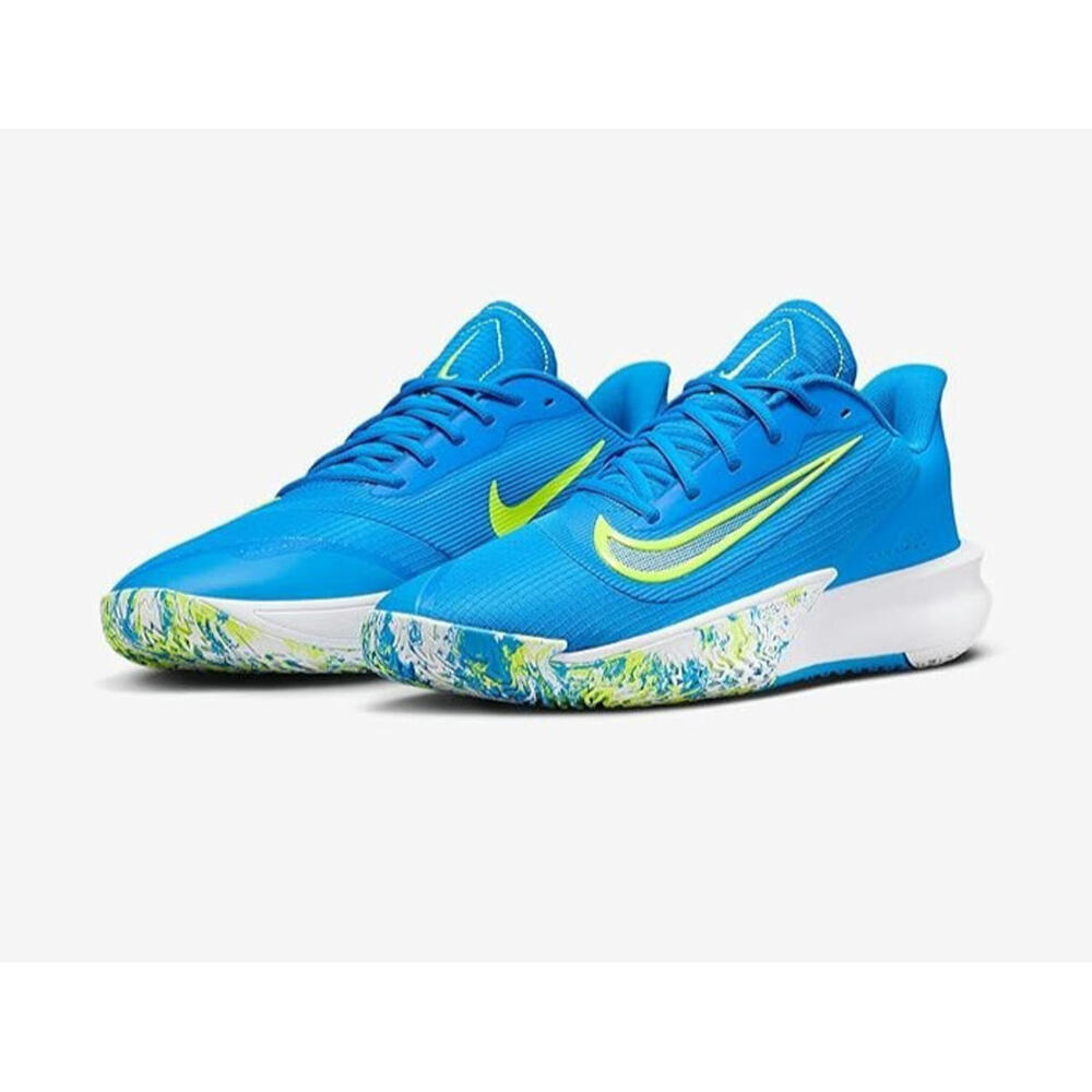 Nike Precision 7 Men's Size 10 Basketball Shoes Photo Blue/Volt/White FN4322-400